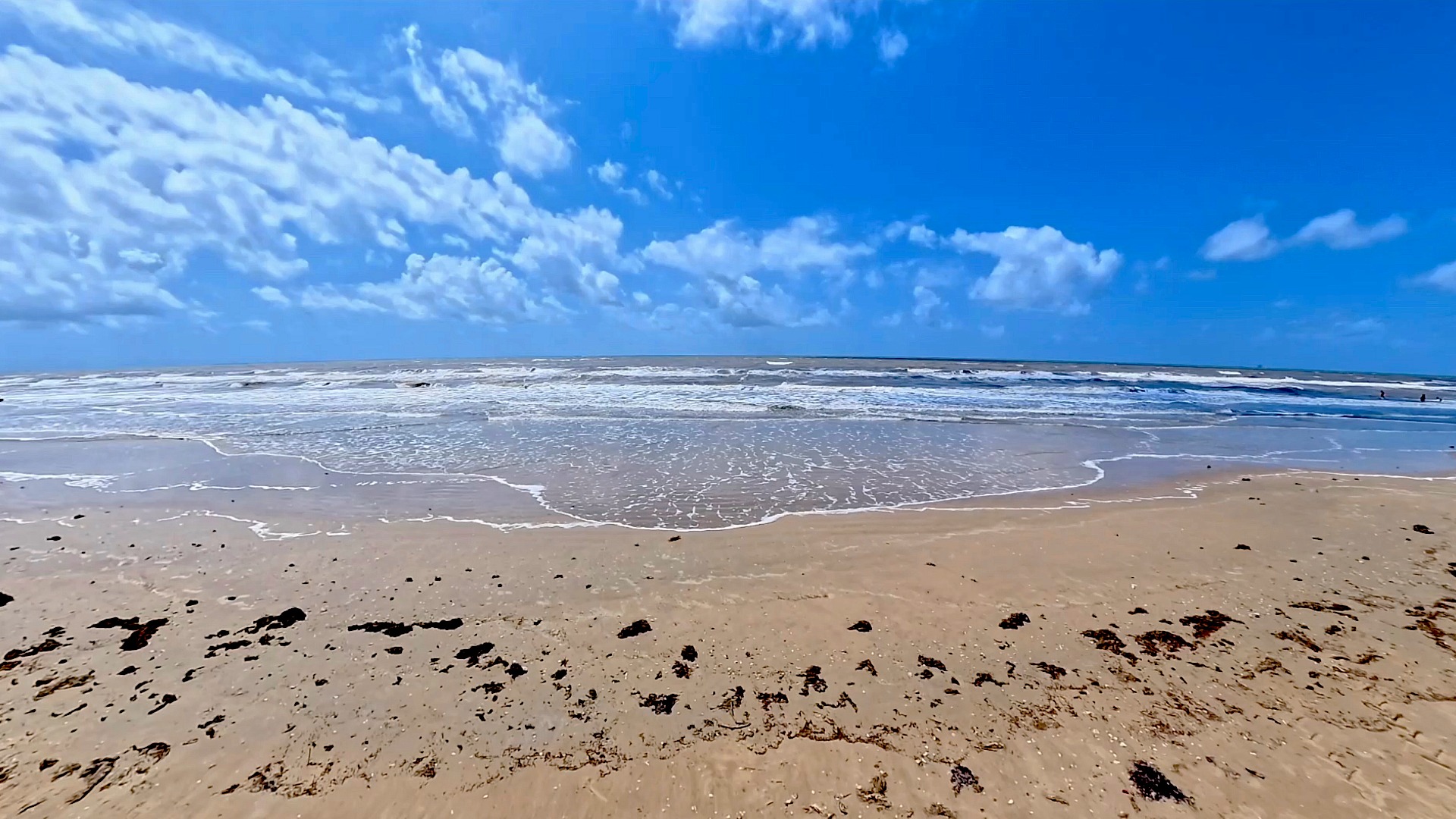 Beachfront up close view of surf wash