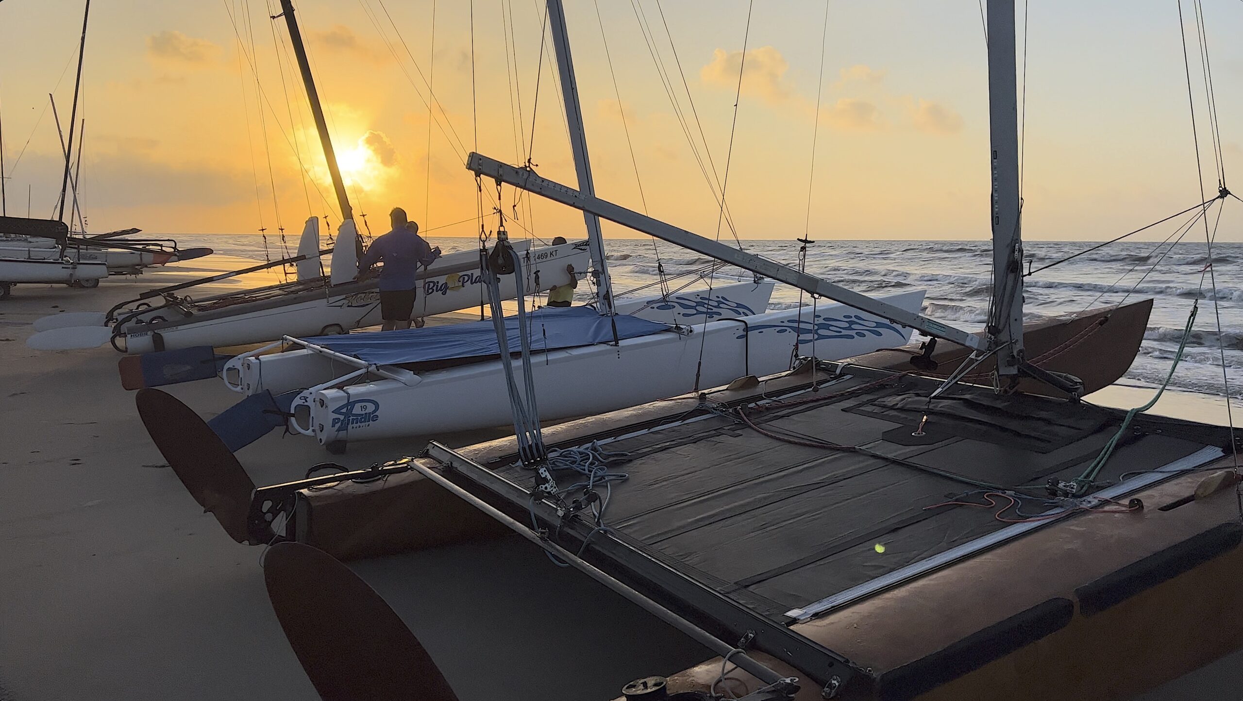 Sailboats At Sunrise Beachfron