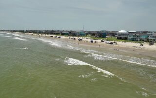 Aerial View Of Beachfront Front In Crystal Beach Texas