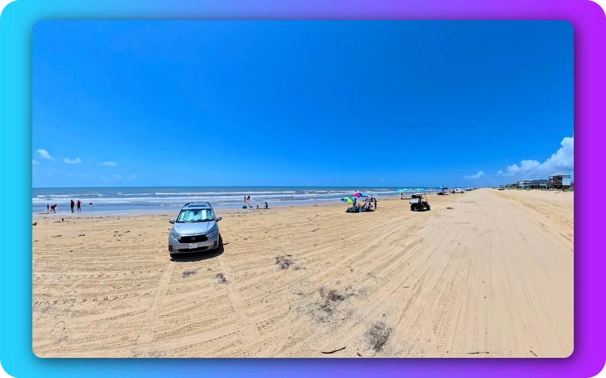 Beach view to surf with family