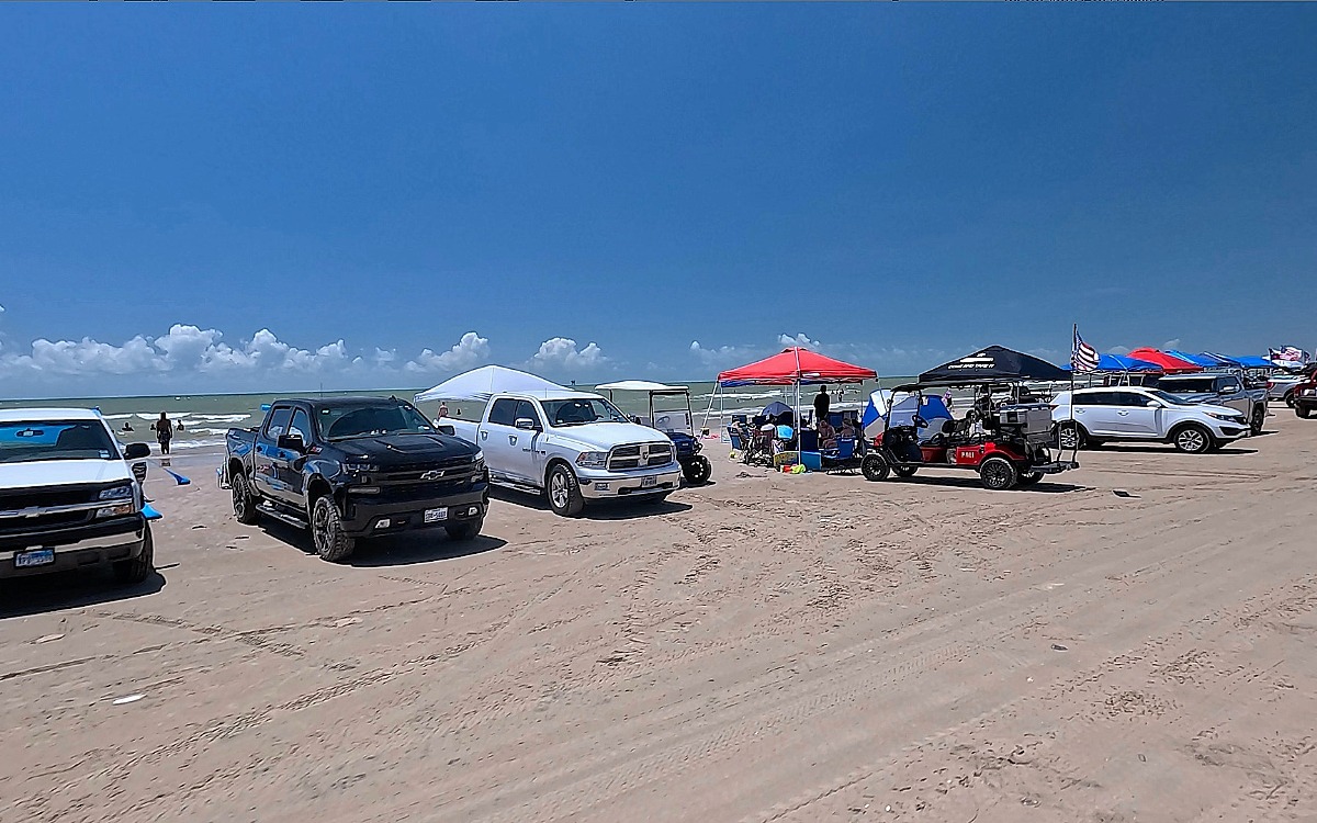 Beachfront Crystal Beach Texas Cars Parked