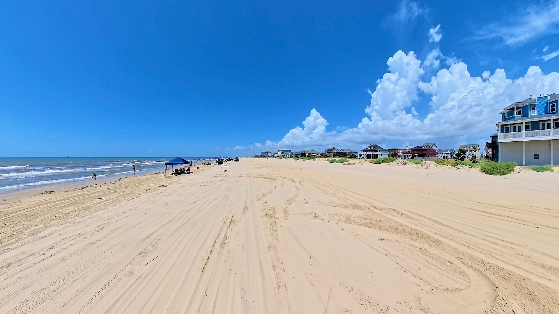 Beachfront view in Crystal Beach Texas.