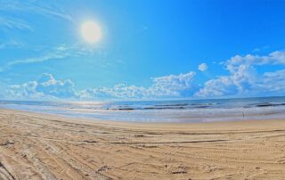 Beachfront sunny day at surfs edge