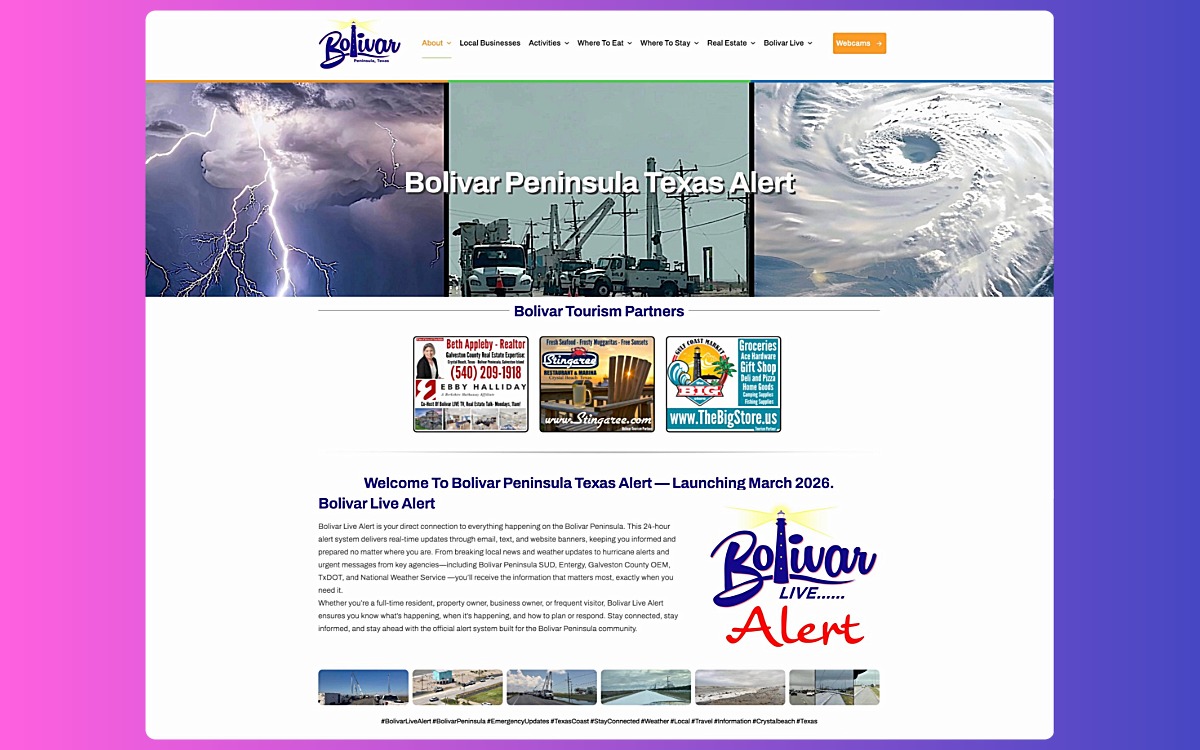Bolivar Live Alert Webpage Overview