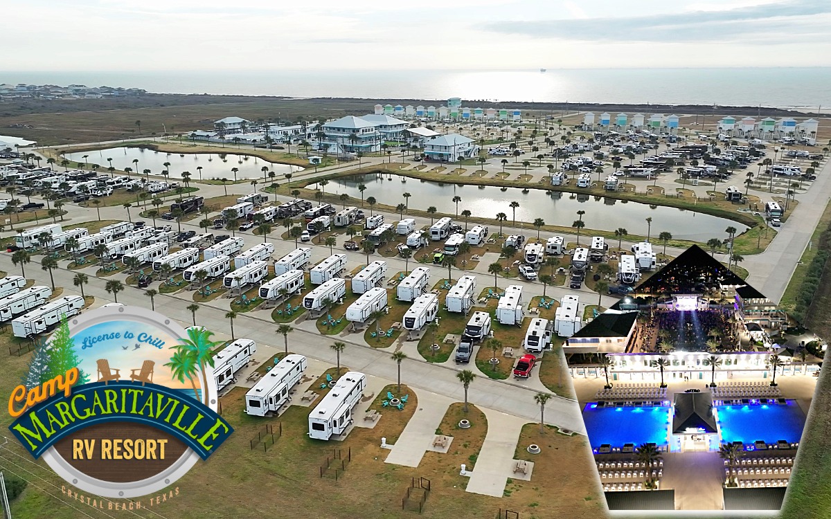 Camp Margaritaville Crystal Beach Aerial View Beachfront