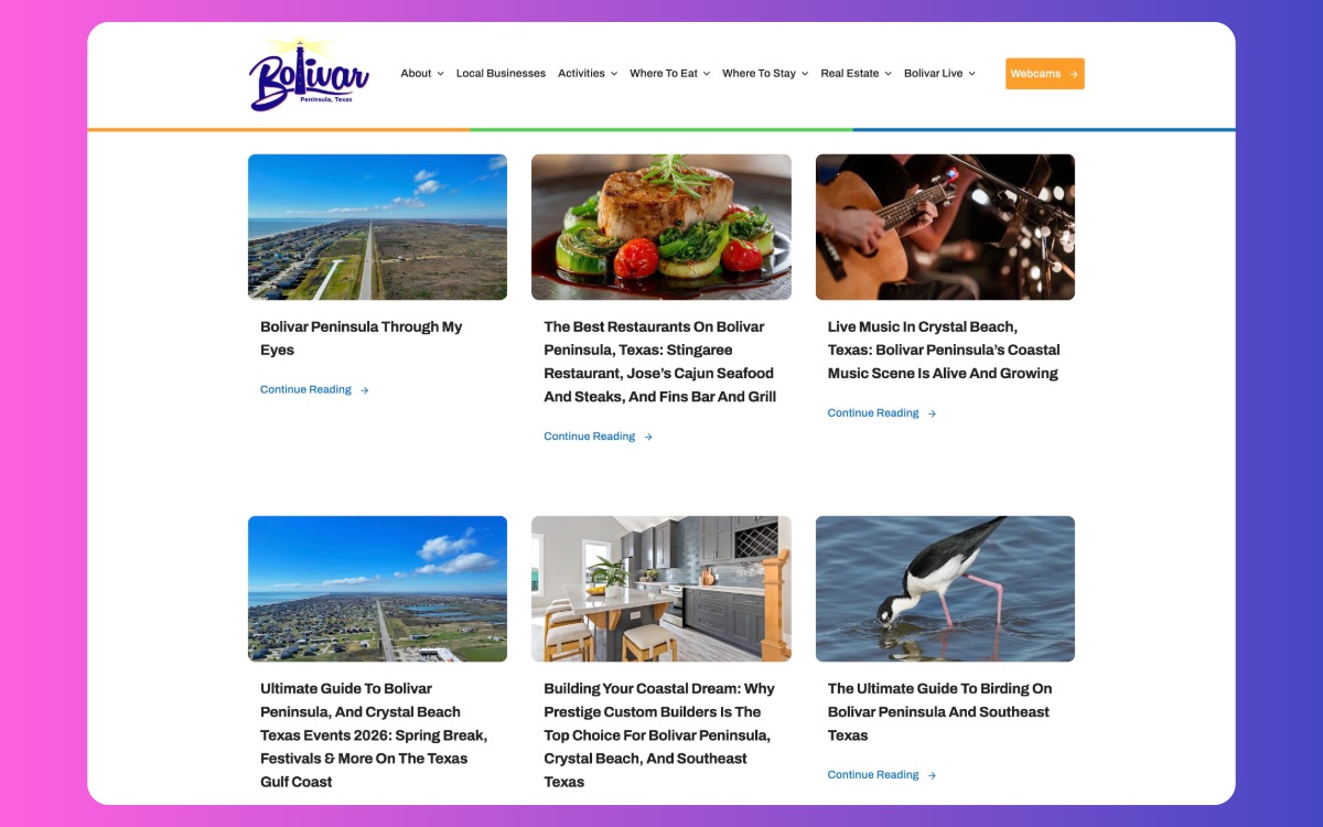 View Of Articles About Bolivar Peninsula