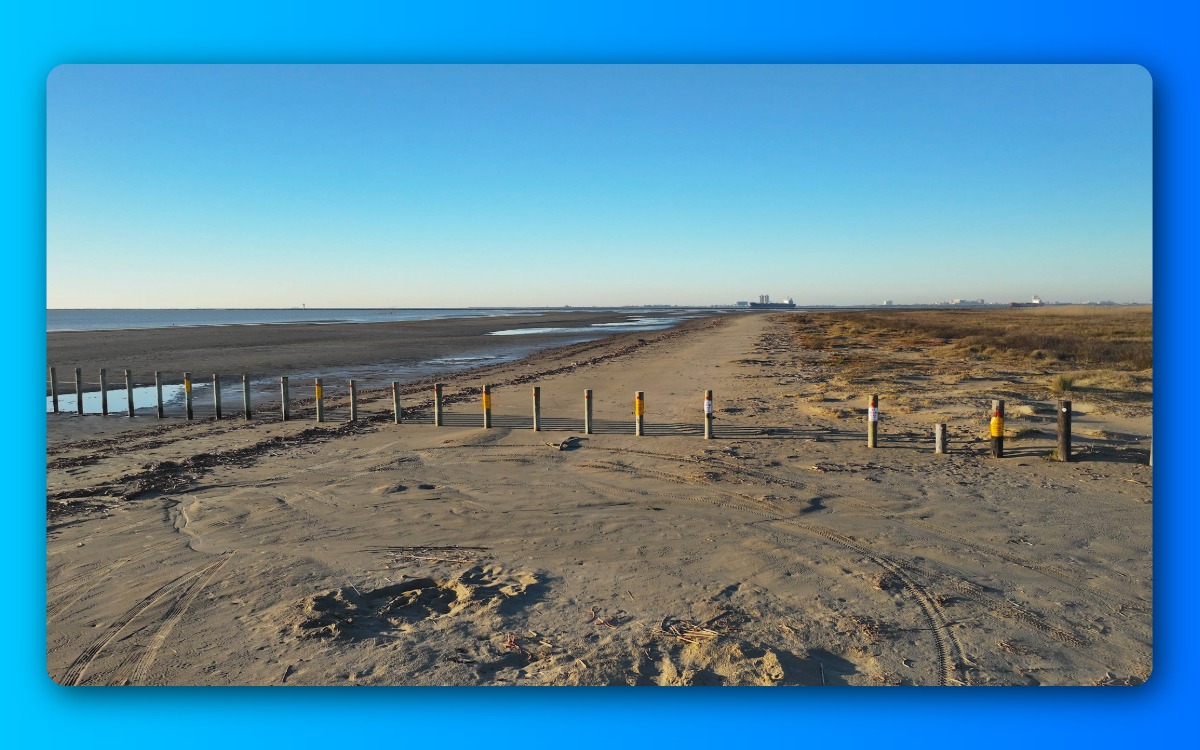 View of Bolivar Flats from parking area