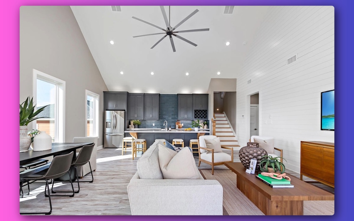 vacation rental living and kitchen view