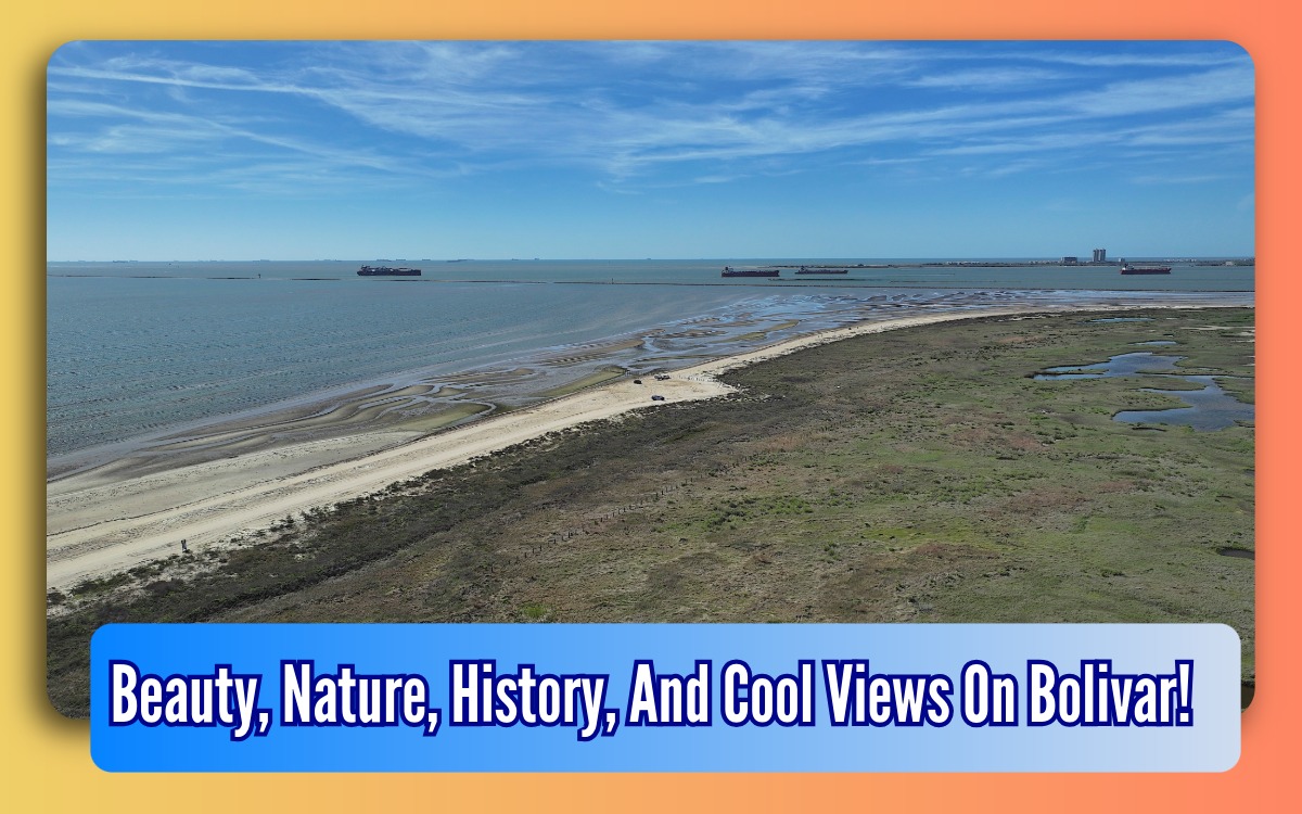 Bolivar Flats, North Jetties, Aerial And Ships On Bolivar Peninsula