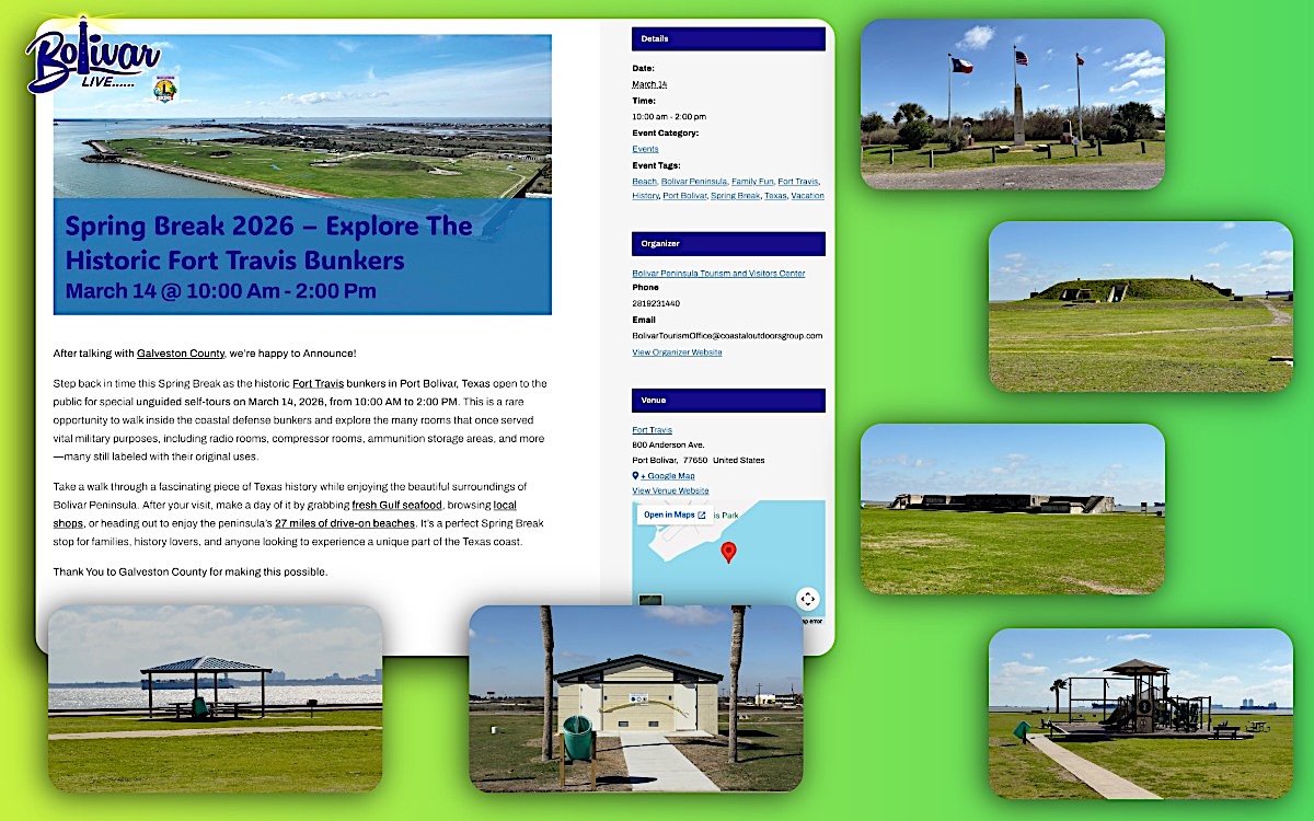 Information On Fort Travis Open Bunkers Spring Break 2026