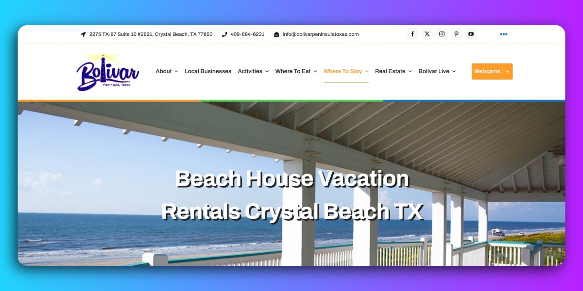 Vacation rental view on Bolivar Peninsula