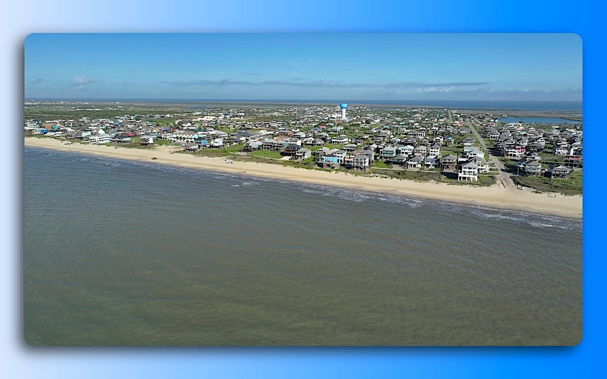 Aerial Of Beachfront And Bolivar Peninsula