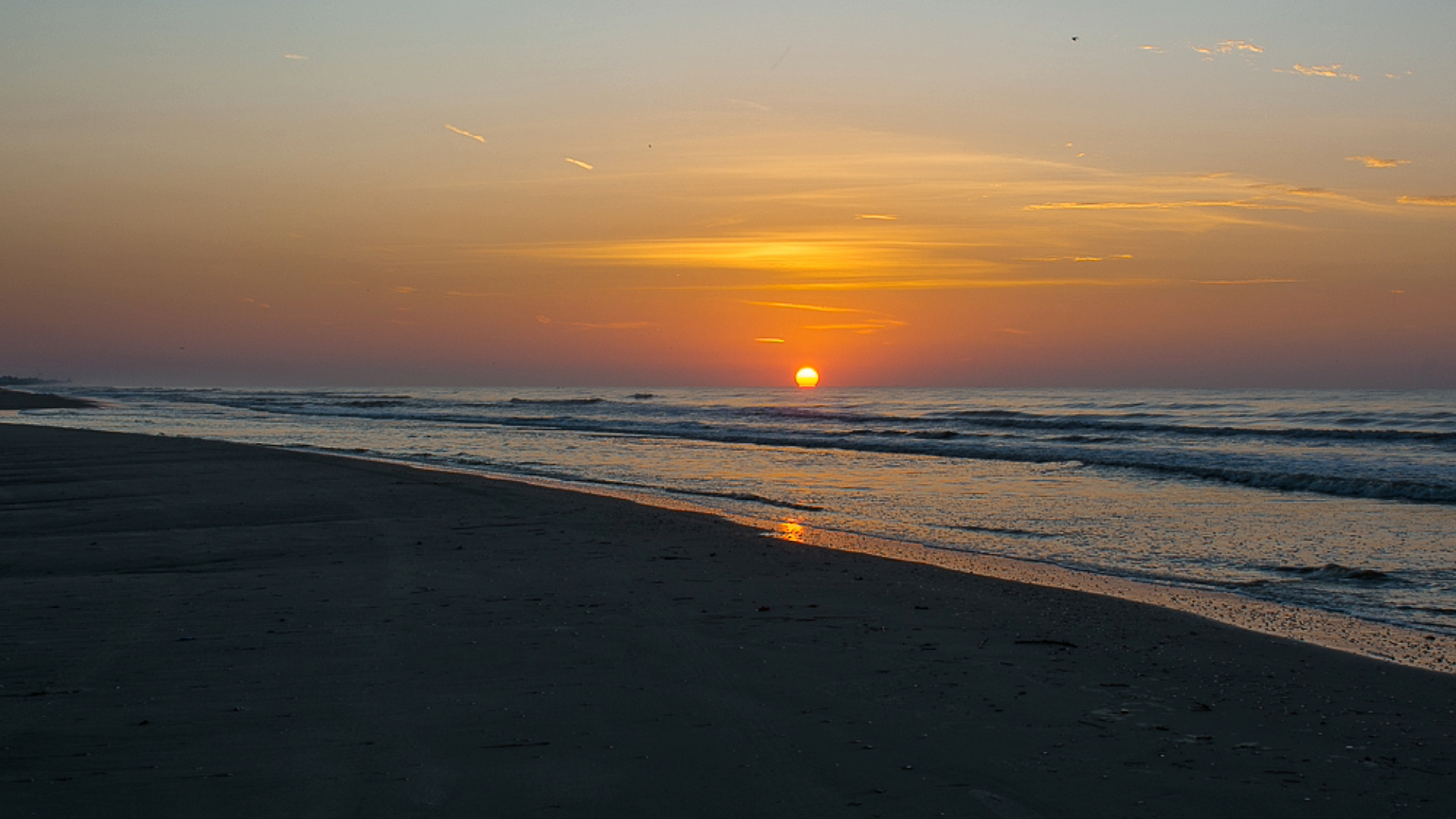 Fall Painted Sky Sunrise, Beachfront In Crystal Beach Texas