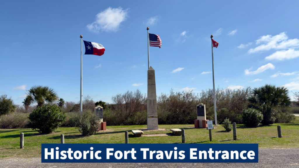 Entrance to Fort Travis, on Bolivar Peninsula